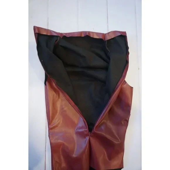 Faux Leather Pleated Sleeveless Asymmetrical Mock Neck Tank Top - Size M, NWT - Picture 5 of 7